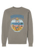 ife's Beachy Premium Heavyweight Crewneck Sweatshirt with coastal esoteric designs, 10 oz. cotton/poly blend, oversized fit, perfect for laid-back beach days and cosmic connections.